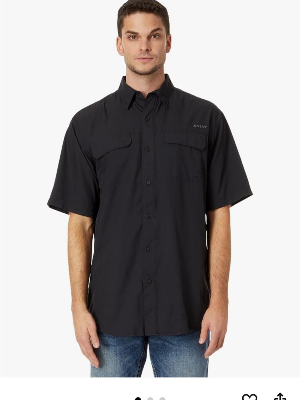ARIAT Venttek Outbound Black Button Down Shirt S Short Sleeve Back Mesh Panel